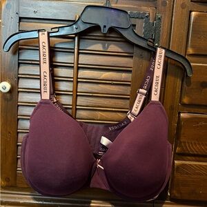 Cacique Deep Wine Bra with Logo Straps